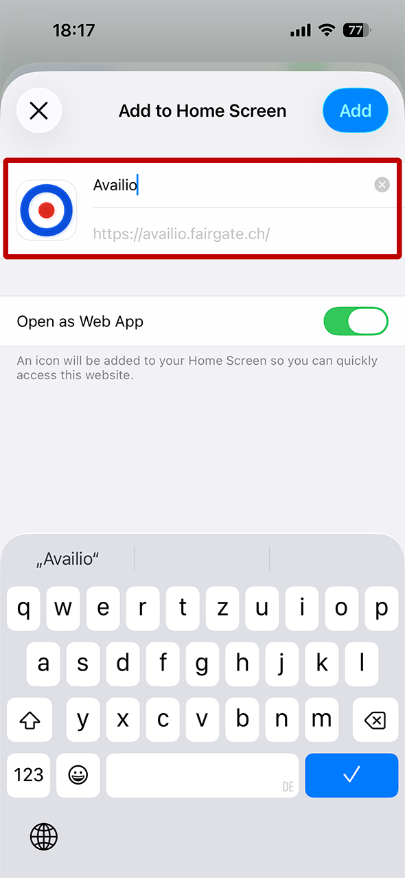 App speichern Schritt 5